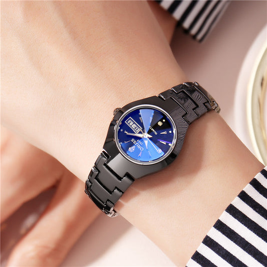 Fashion Waterproof Quartz Watch Tungsten Steel Color Couples