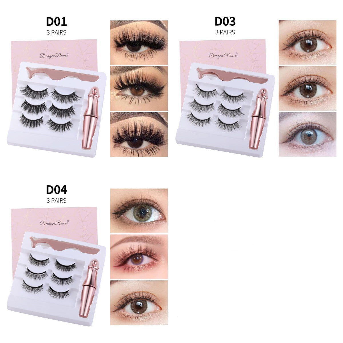 Magnetic Liquid Eyeliner with False Eyelashes and Tweezer