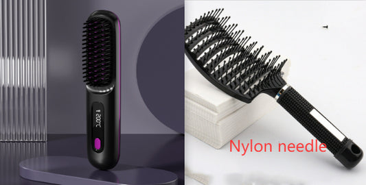 2-in-1 Hair Straightener Brush Wireless Fast Heating Comb