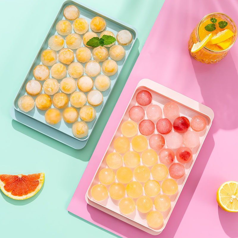 Round 33-Cube Ice Tray with Lid Food-Grade PP Plastic Mold
