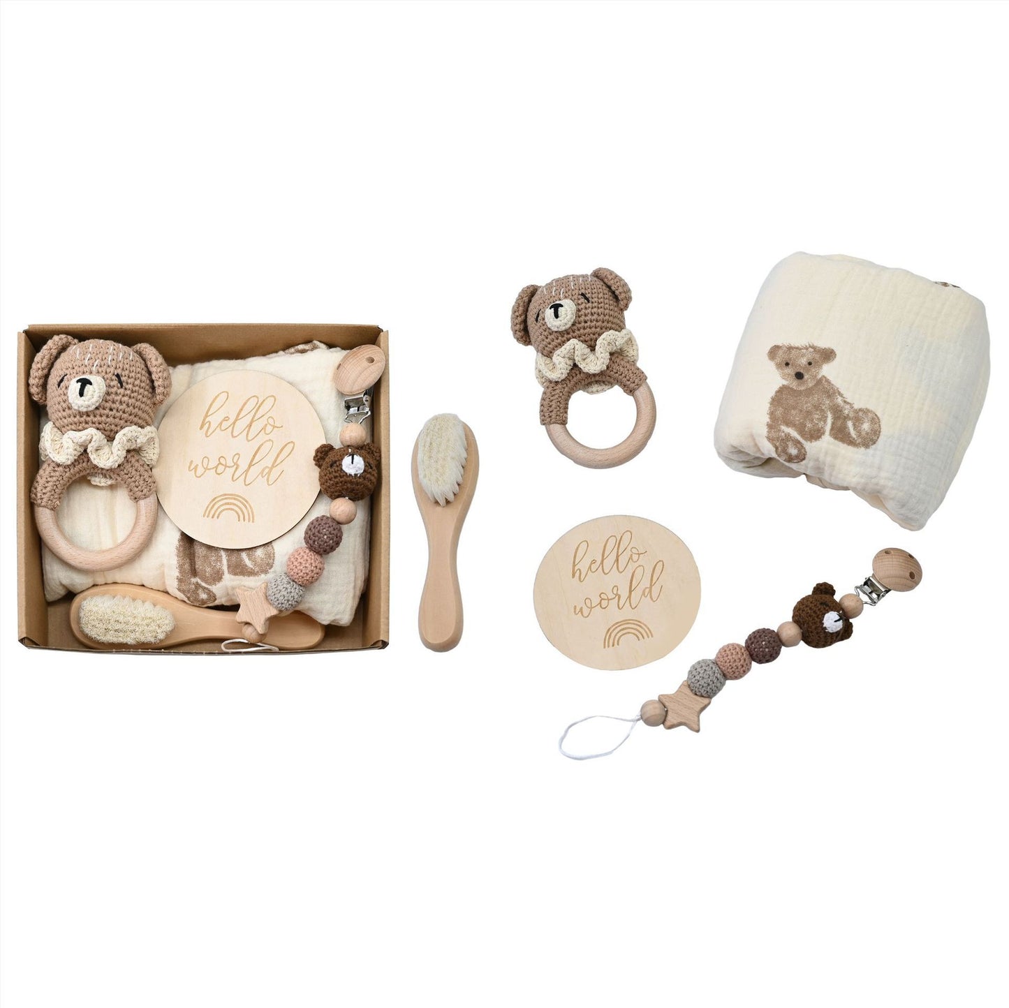 Baby Animal Crochet Rattle and Pacifier Clip