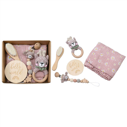 Baby Animal Crochet Rattle and Pacifier Clip
