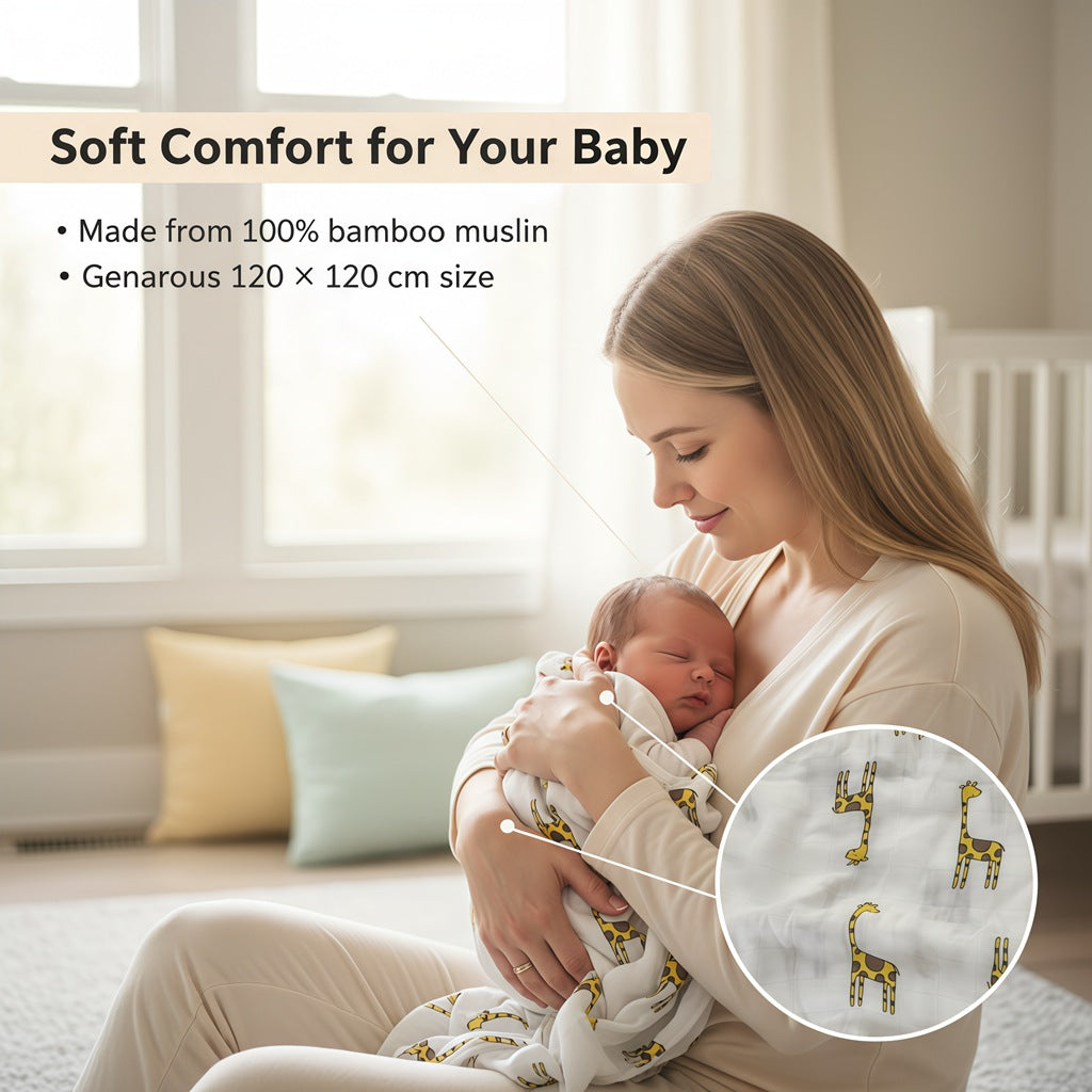 Baby Bamboo Fiber Swaddle Blanket Towel
