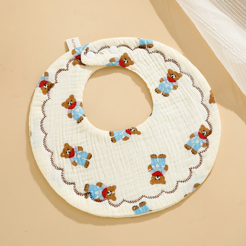 Baby Bib Class A Six-layer Round Children's Bib Cartoon Newborn Anti-spitting Pure Cotton Spring and Summer