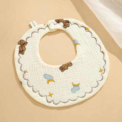 Baby Bib Class A Six-layer Round Children's Bib Cartoon Newborn Anti-spitting Pure Cotton Spring and Summer