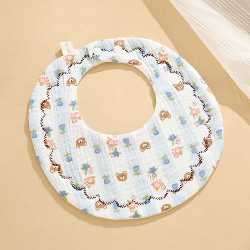 Baby Bib Class A Six-layer Round Children's Bib Cartoon Newborn Anti-spitting Pure Cotton Spring and Summer