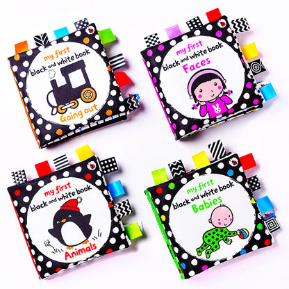 Baby black and white label cloth book