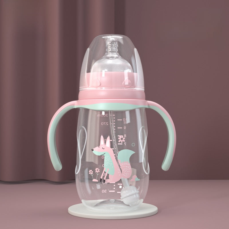 Baby Bottle with Straw Handle Wide Mouth