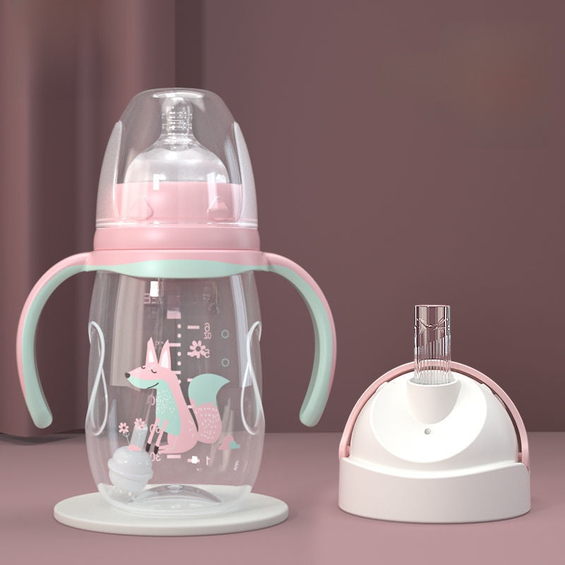 Baby Bottle with Straw Handle Wide Mouth