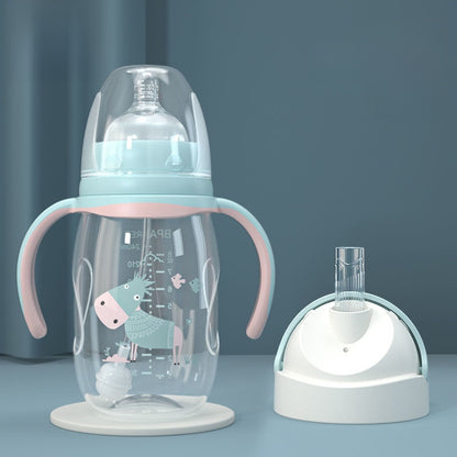 Baby Bottle with Straw Handle Wide Mouth