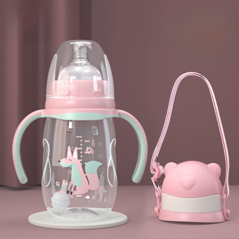 Baby Bottle with Straw Handle Wide Mouth