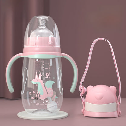 Baby Bottle with Straw Handle Wide Mouth
