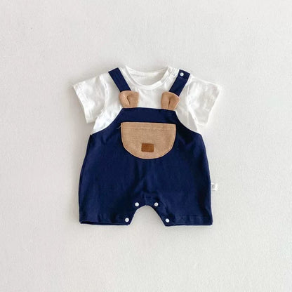 Baby Boy Cotton Bear Romper Short Sleeve Summer Outfit