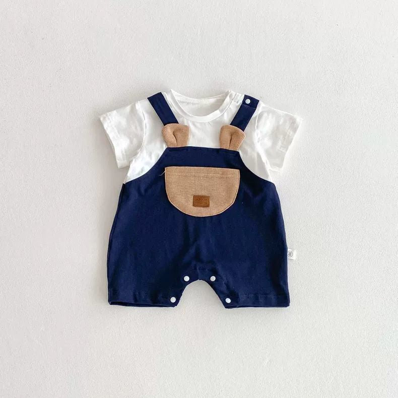 Baby Boy Cotton Bear Romper Short Sleeve Summer Outfit