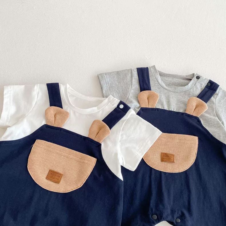 Baby Boy Cotton Bear Romper Short Sleeve Summer Outfit