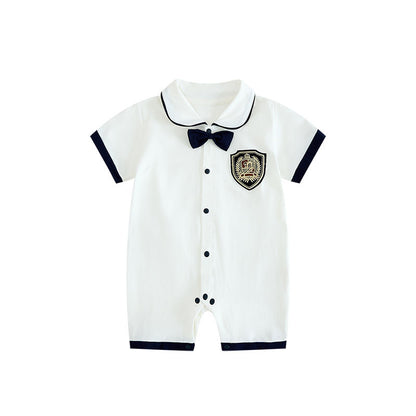 Baby Boy Cotton Romper with Bow Tie