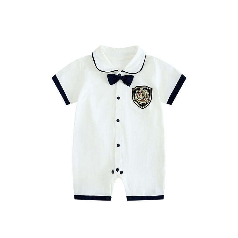 Baby Boy Cotton Romper with Bow Tie