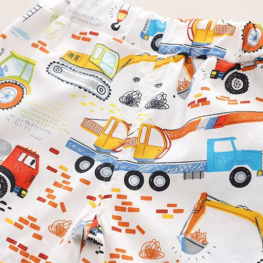 Baby cartoon engineering vehicle short-sleeved shirt