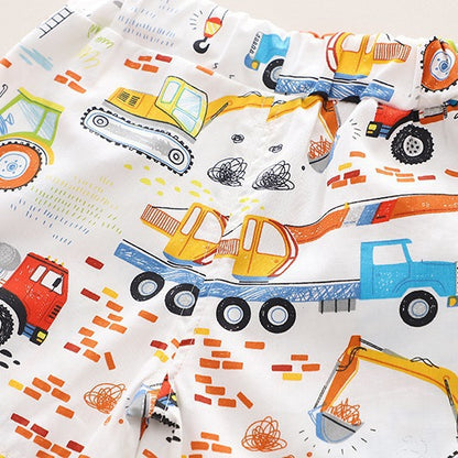 Baby cartoon engineering vehicle short-sleeved shirt