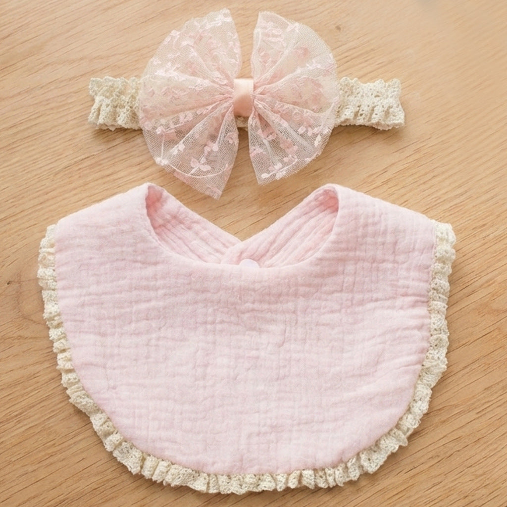 Baby Cotton Bib and Headband Set
