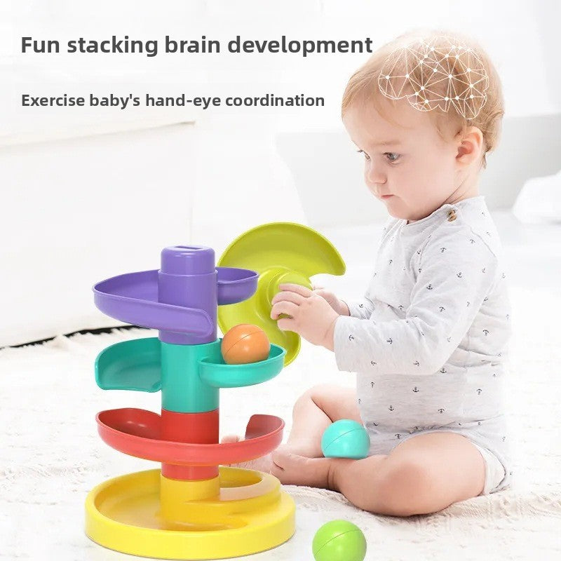 Baby Early Education Stacking Toy with Rolling Tracks