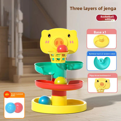 Baby Early Education Stacking Toy with Rolling Tracks