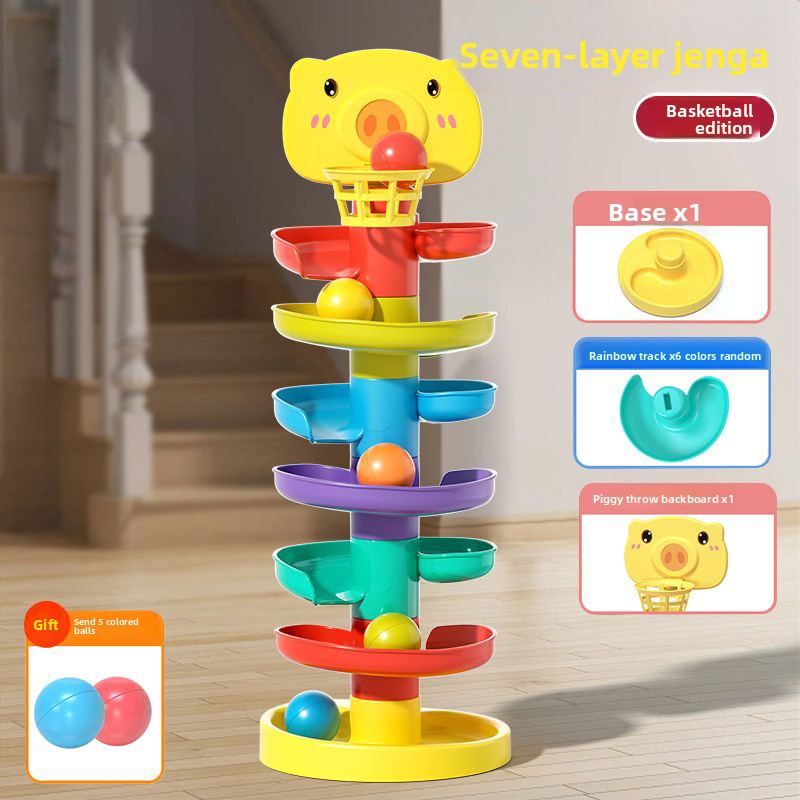 Baby Early Education Stacking Toy with Rolling Tracks