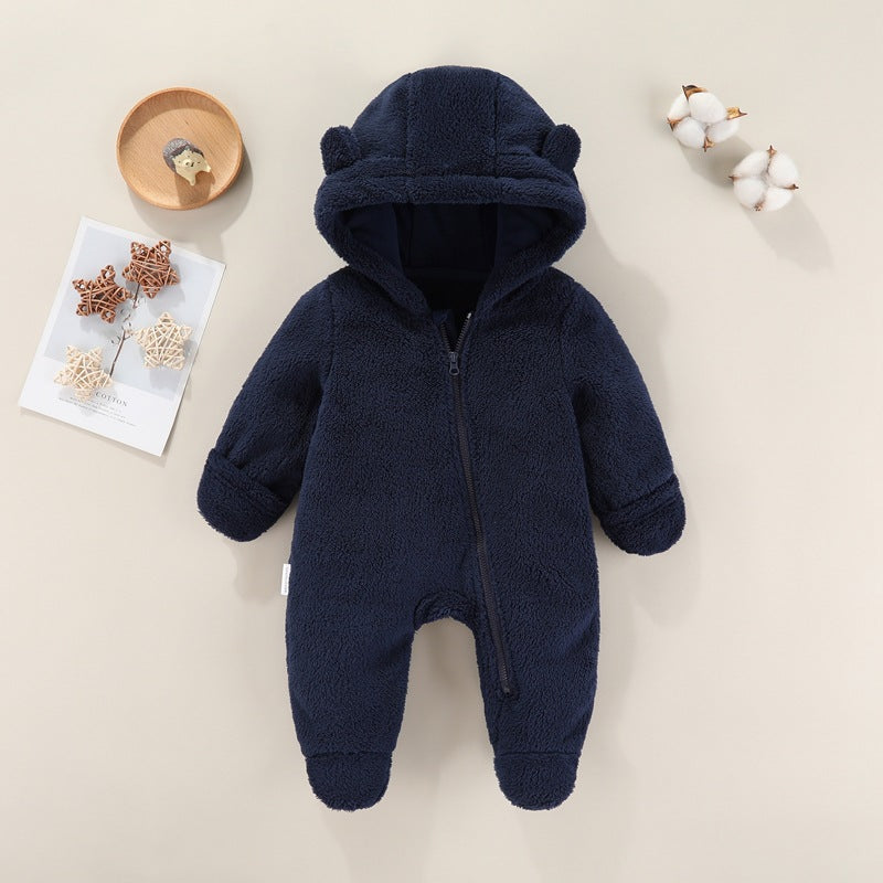 Baby Fleece Jumpsuit with Hood for Winter