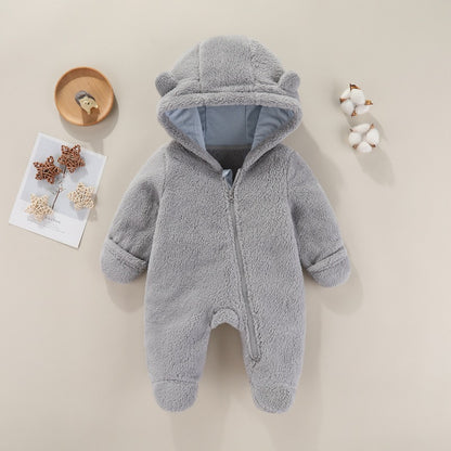 Baby Fleece Jumpsuit with Hood for Winter