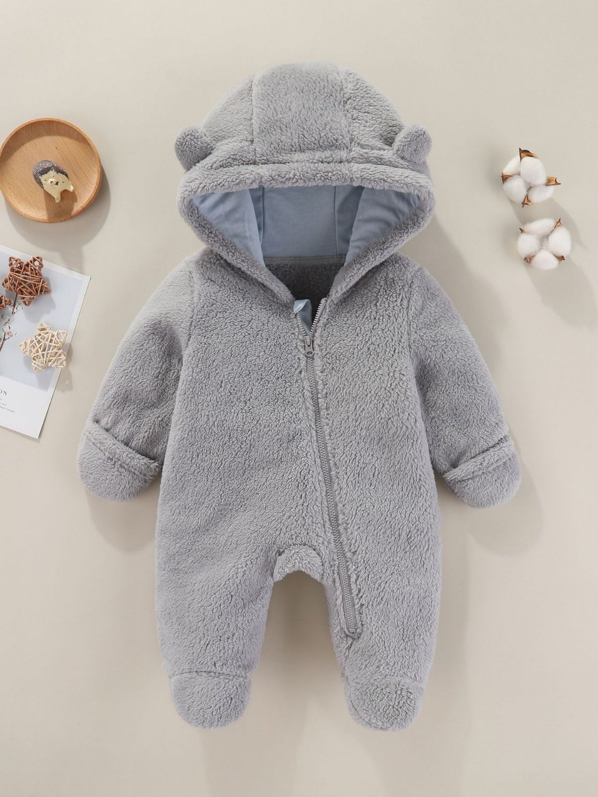 Baby Fleece Jumpsuit with Hood for Winter