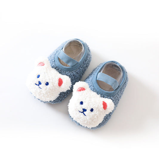 Baby Fleece-Lined Non-Slip Floor Socks with Cartoon Design