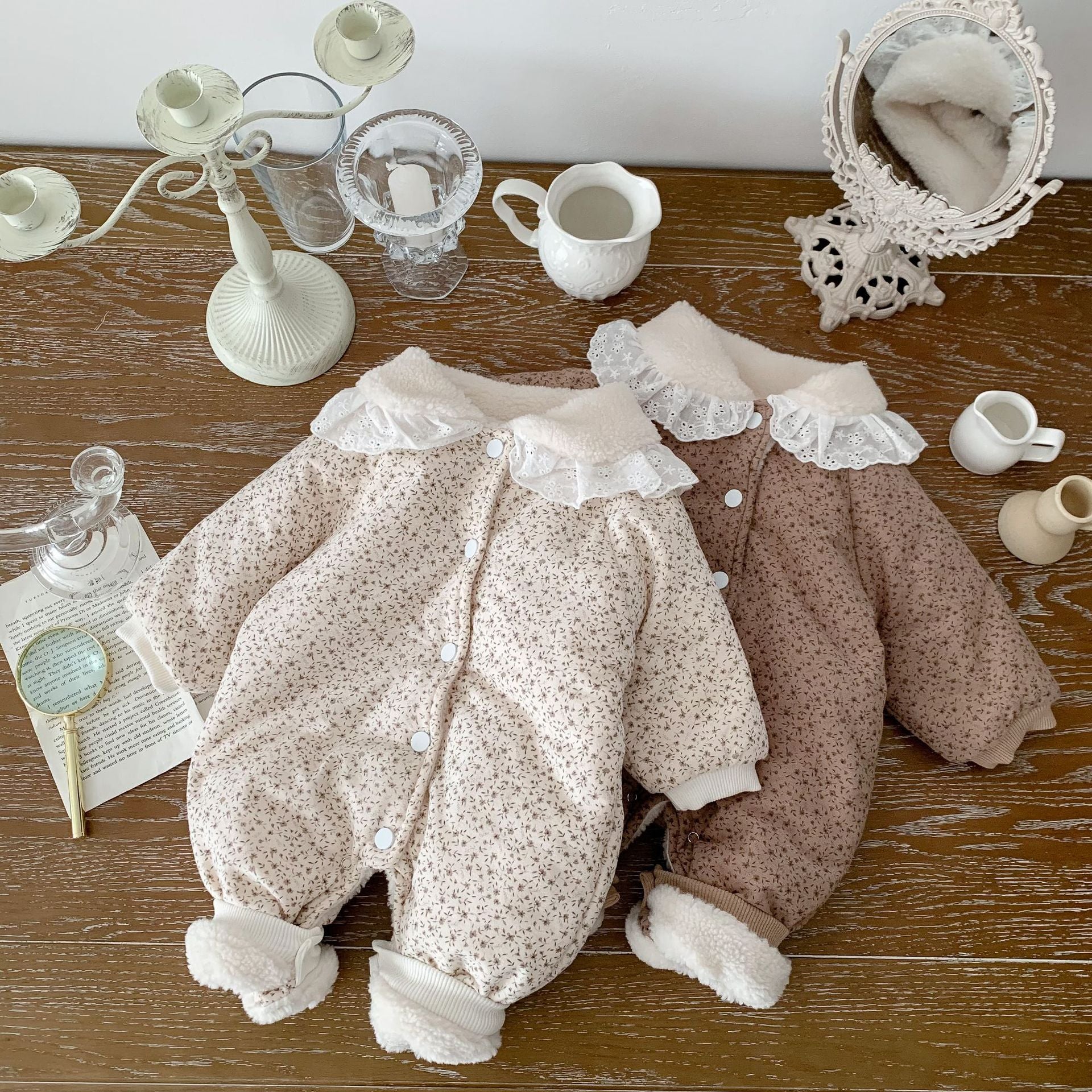 Baby fleece thick one-piece pajama