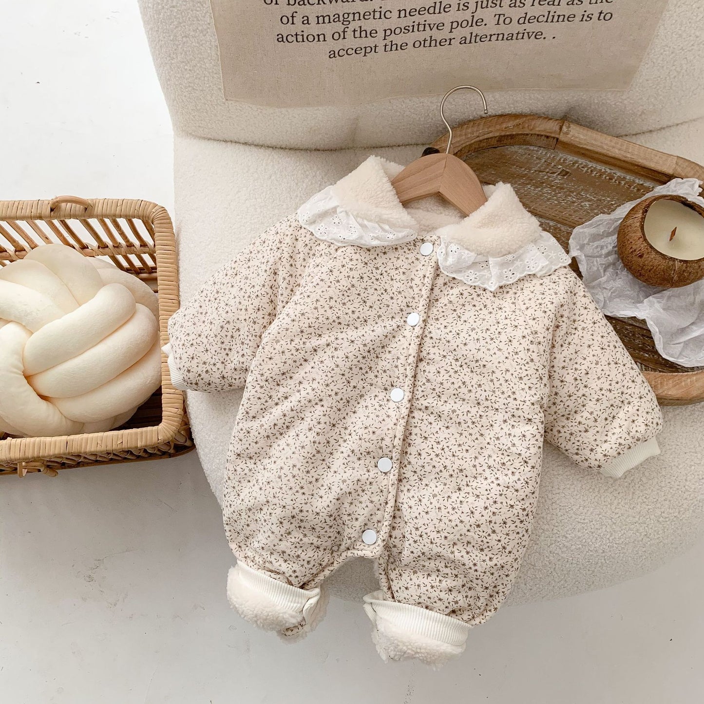 Baby fleece thick one-piece pajama