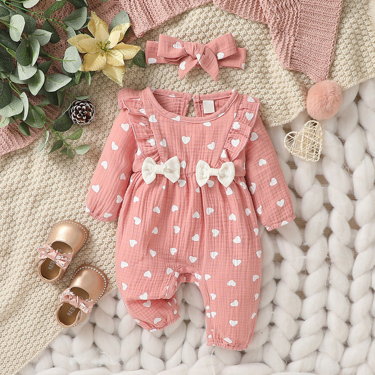 Baby Floral Romper with Hair Band