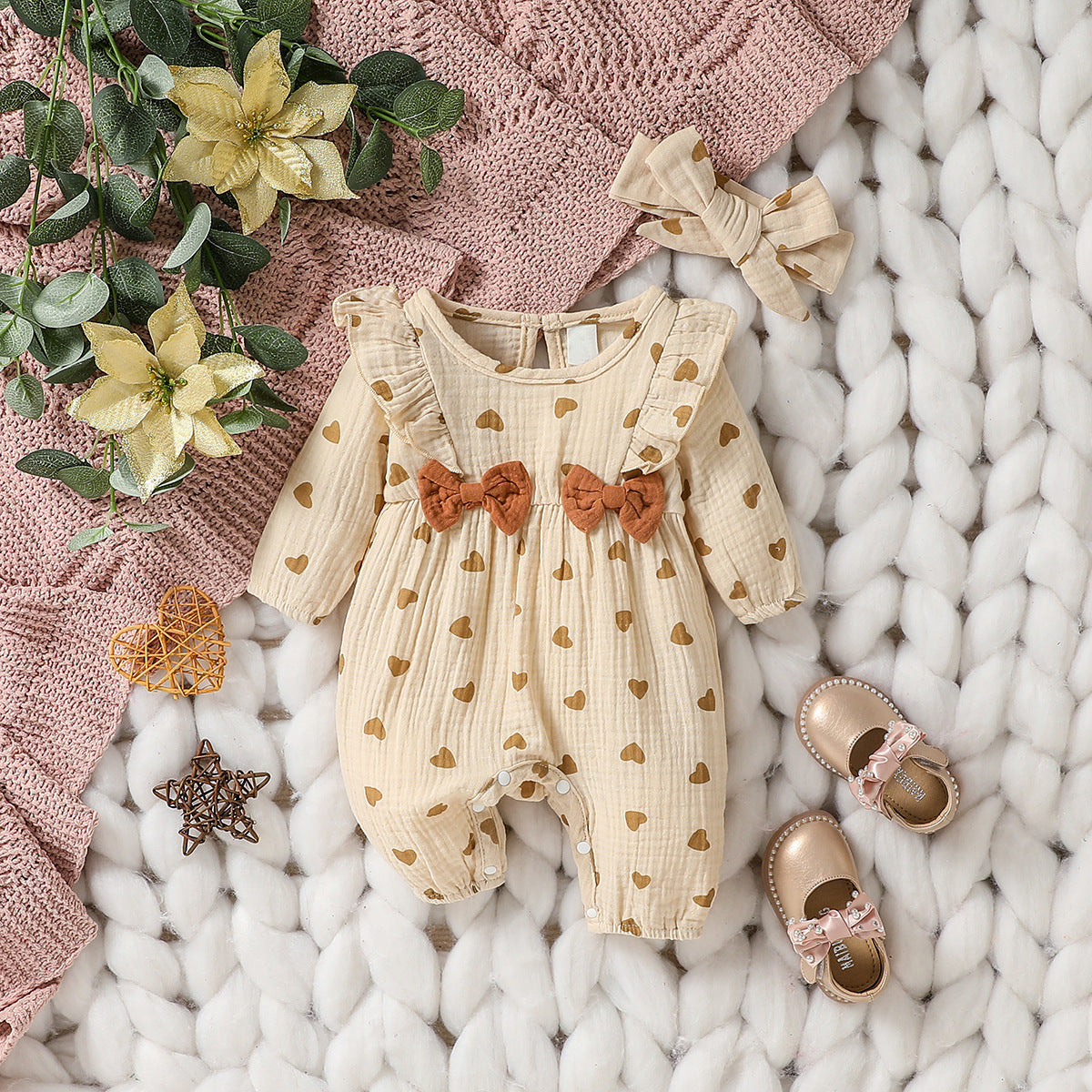 Baby Floral Romper with Hair Band