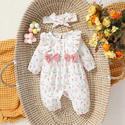 Baby Floral Romper with Hair Band