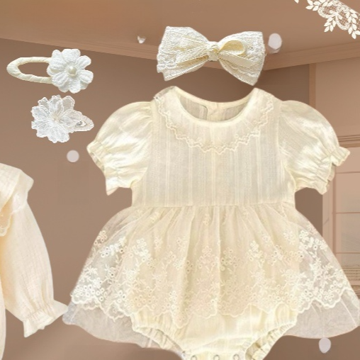 Baby Girl Lace Dress Set with Accessories