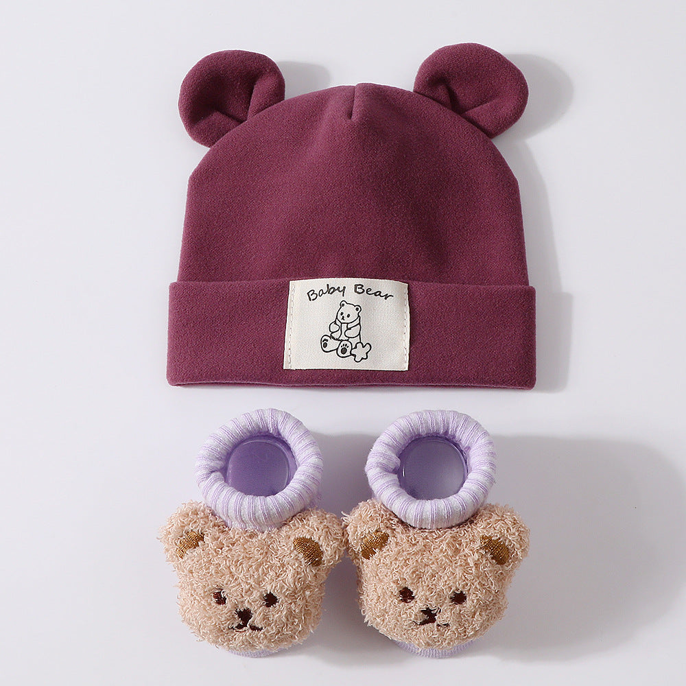 Baby Rabbit Ear Cap and Knitted Socks Set