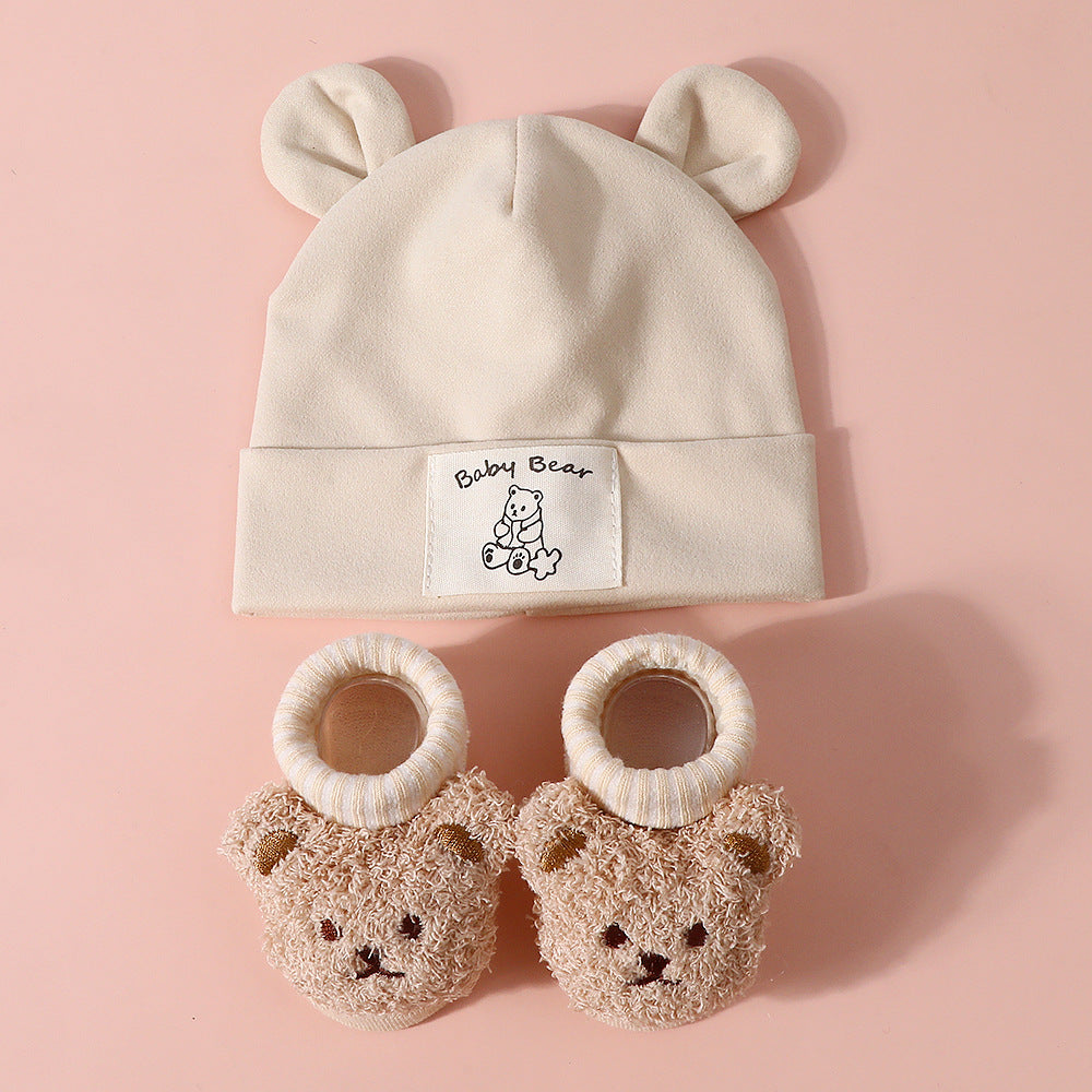 Baby Rabbit Ear Cap and Knitted Socks Set