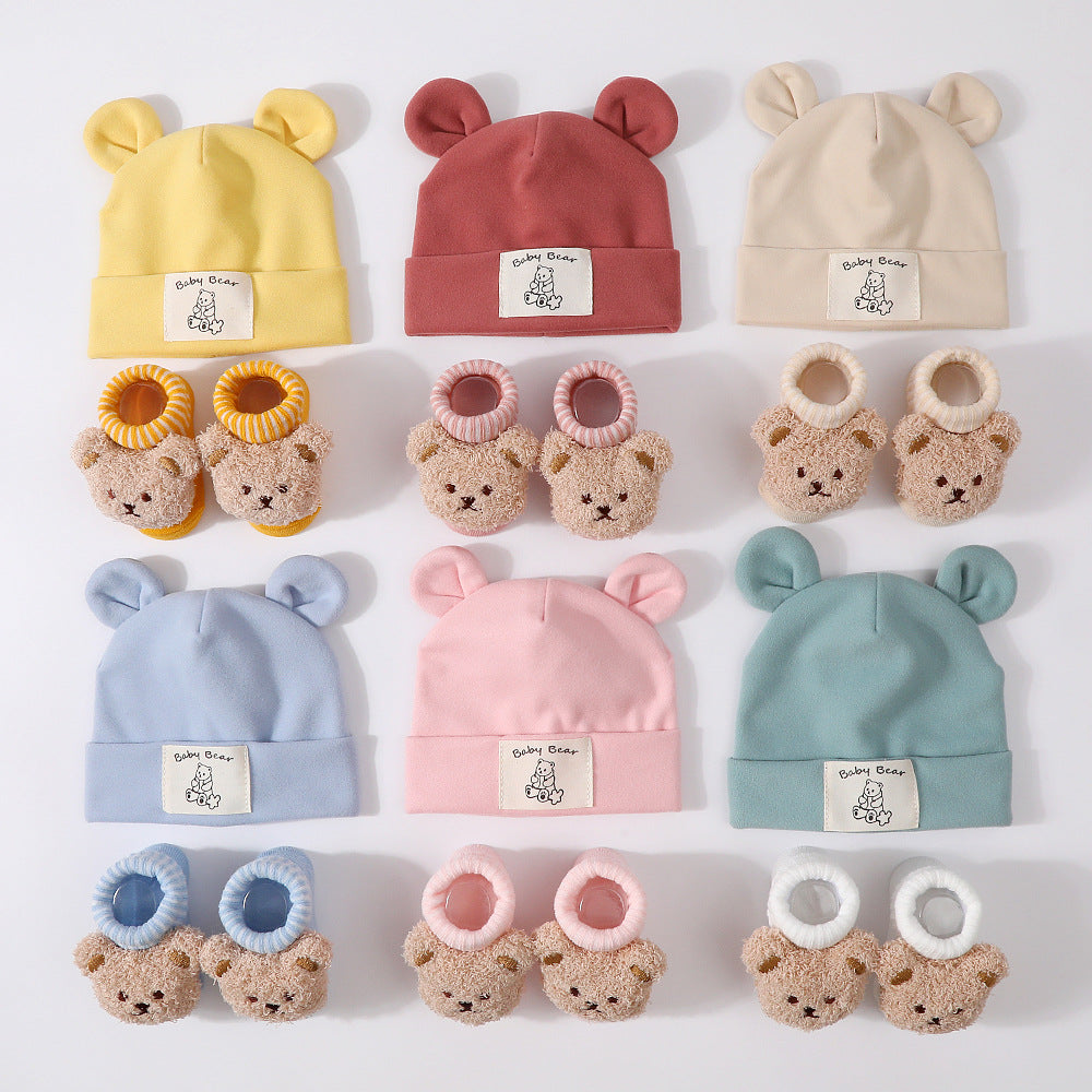 Baby Rabbit Ear Cap and Knitted Socks Set