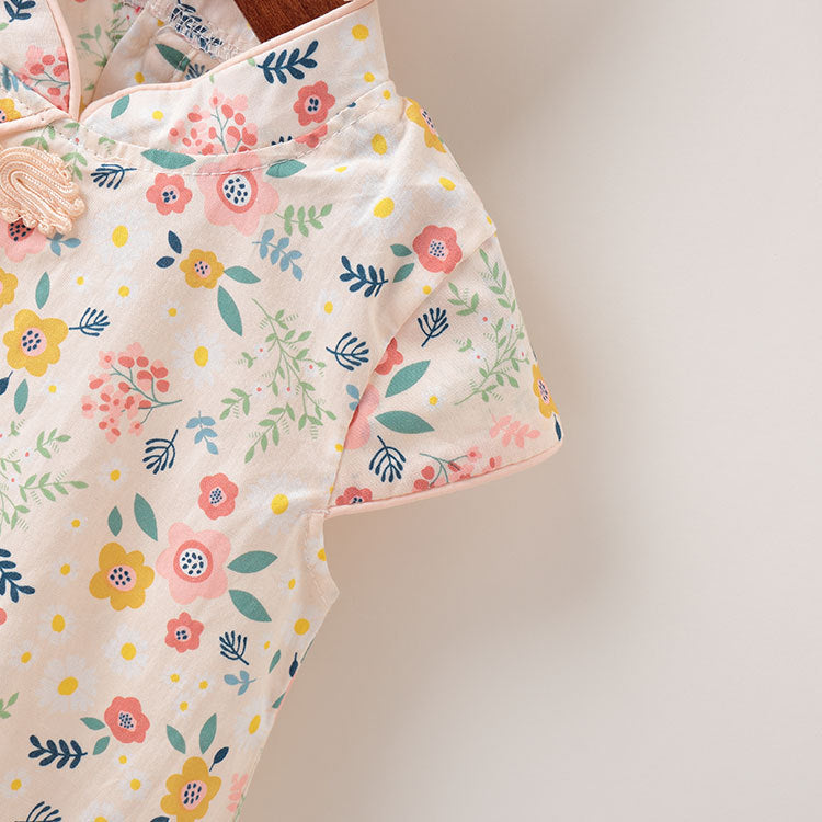Baby romper, floral print, sleeveless bodysuit