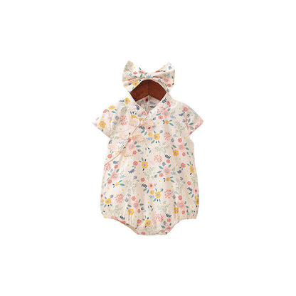 Baby romper, floral print, sleeveless bodysuit