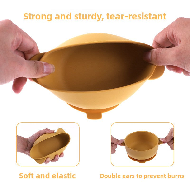 Baby Silicone Feeding Bowl with Suction Base and Cover