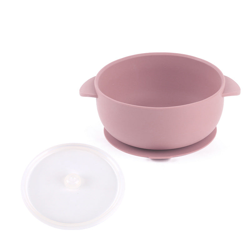 Baby Silicone Feeding Bowl with Suction Base and Cover