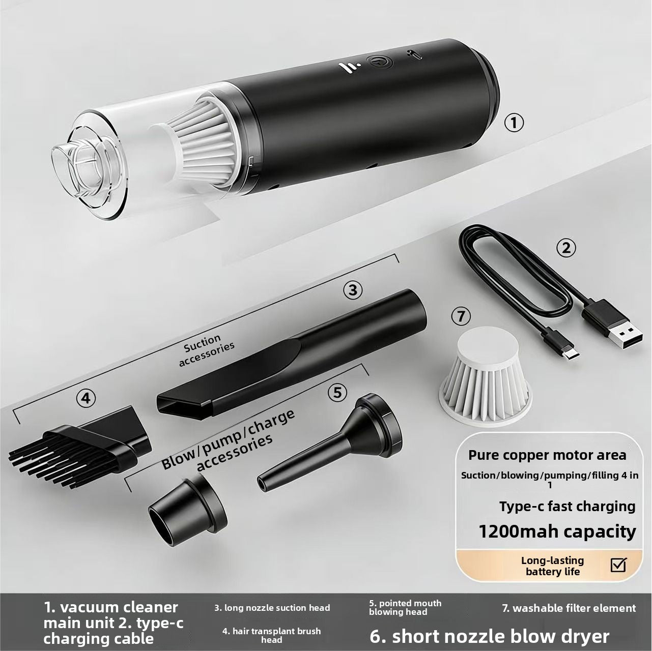 Handheld Cordless Car Vacuum Cleaner Portable Strong Suction