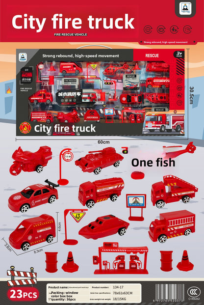 Back force simulation city engineering vehicle scene set
