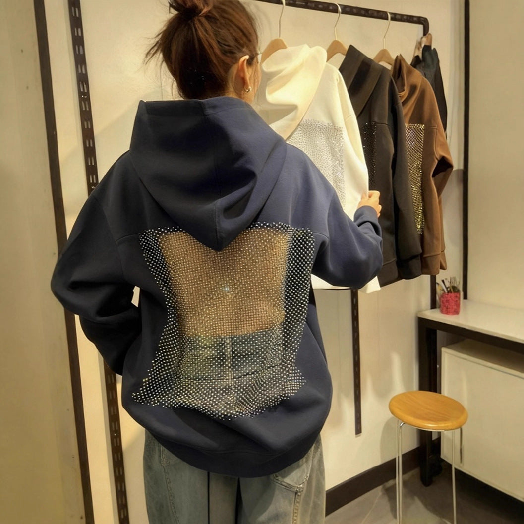 Backless Cut Out Mesh Hoodie Sweatshirt