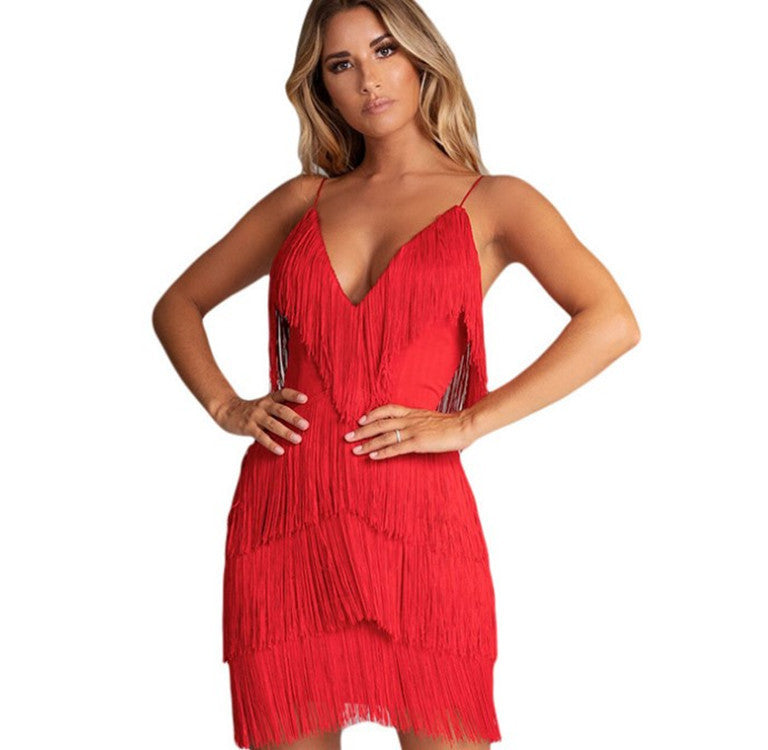 Backless Deep V-Neck Dress