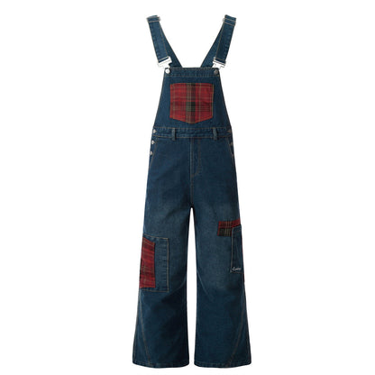 Backless denim straight-leg pants for men