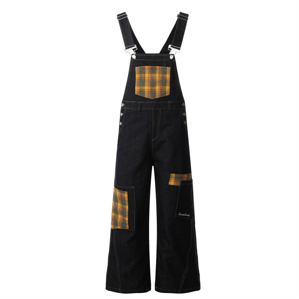 Backless denim straight-leg pants for men